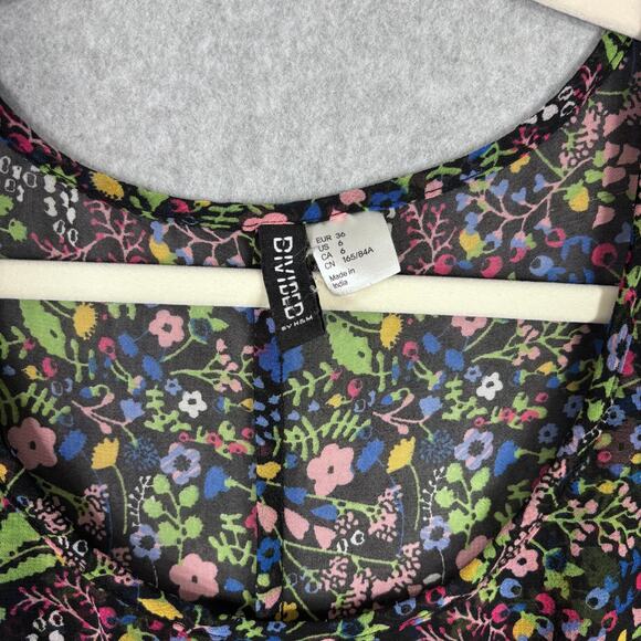 H&M Dress 6 Mini Floral Sheer Babydoll Coquette Skater Feminine Festival Cottage - Picture 8 of 10